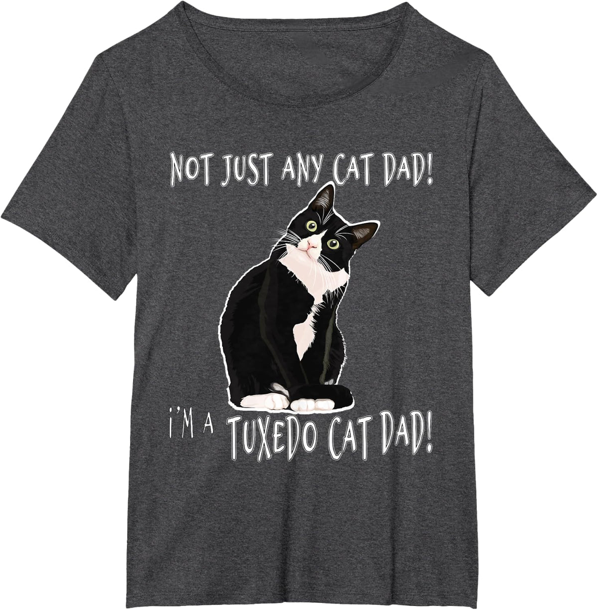 Tuxedo Cat Shirt DAD men Black with White Kitten Owner T-Shirt - Dark Heather Grey