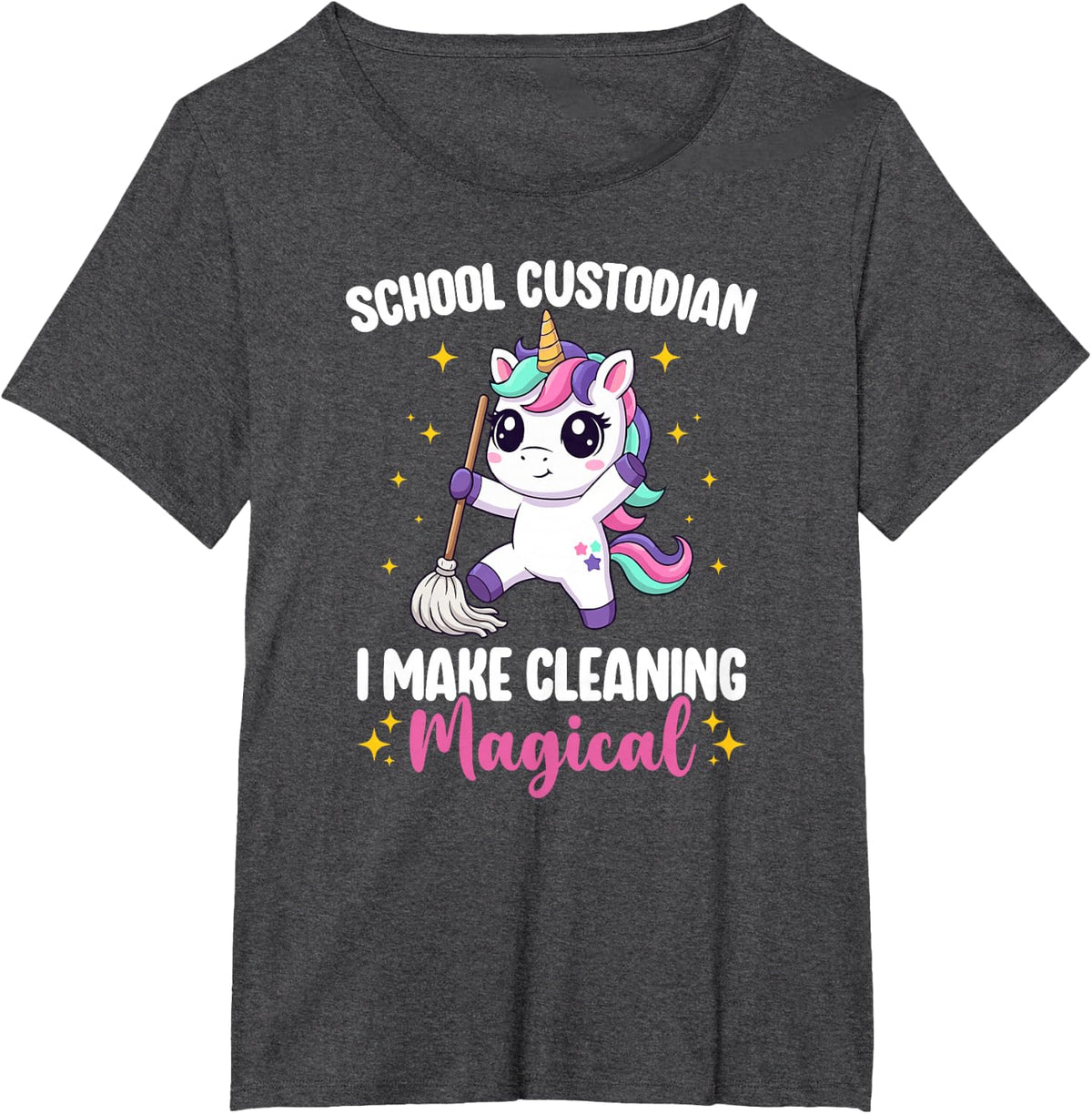 School Custodian I Make Cleaning Magical School Custodians T-Shirt - Dark Heather Grey