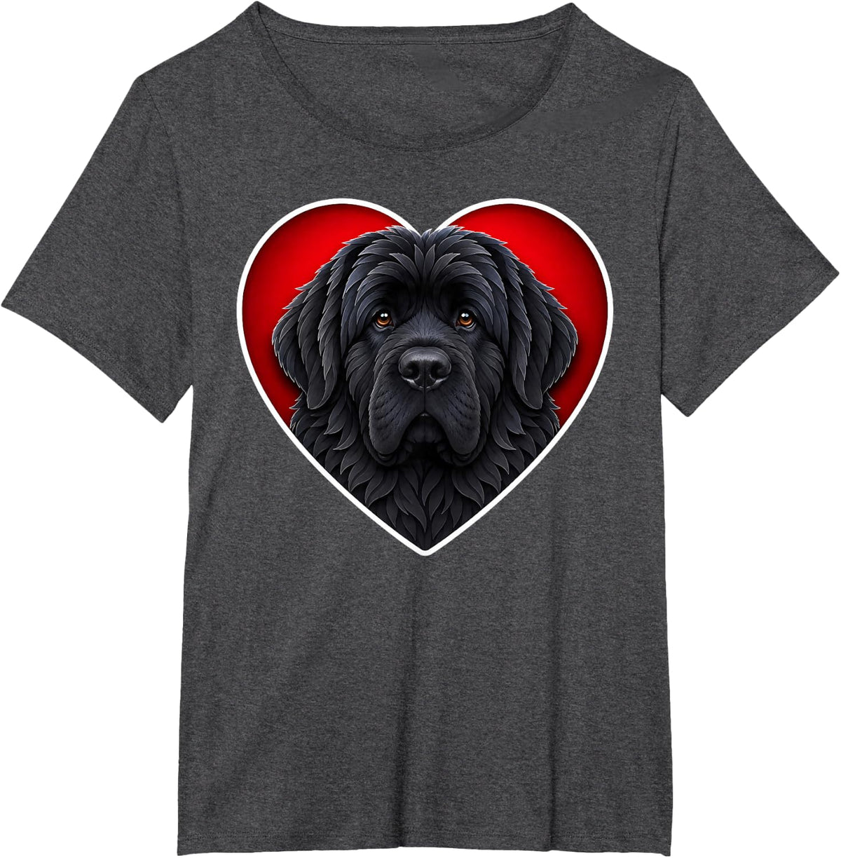 Newfoundland Dog Heart T-Shirt - Dark Heather Grey