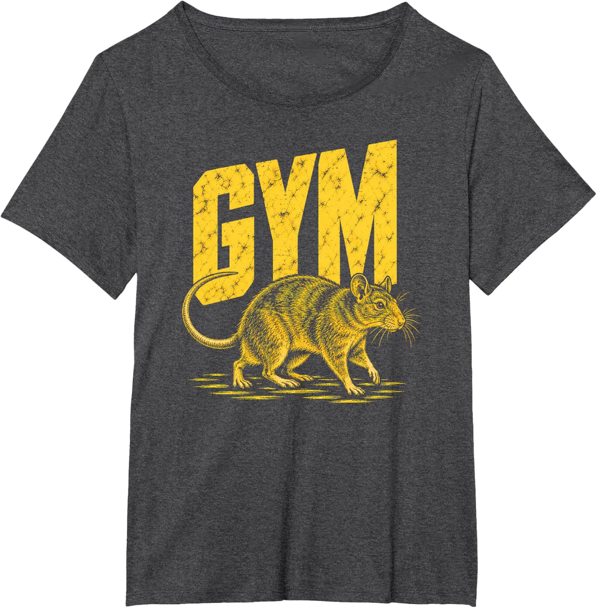 Gym Mouse Rat, Weightlifting Fitness Bodybuilding T-Shirt - Dark Heather Grey