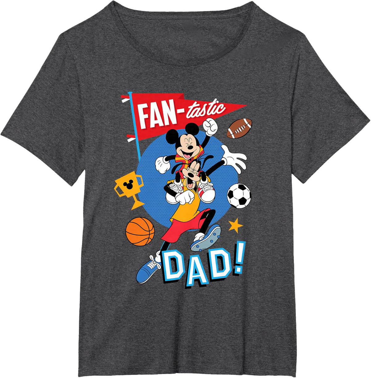 Disney Fan-Tastic Dad Mickey Mouse Goofy Sports Father's Day T-Shirt - Dark Heather Grey