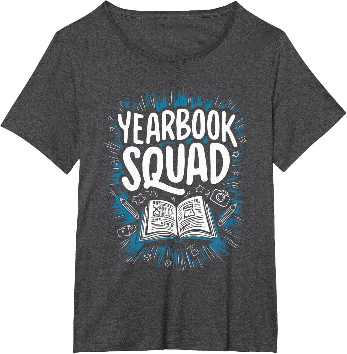 Yearbook Squad T-Shirt High School Team Tees for Students and Teachers - Dark Heather Grey