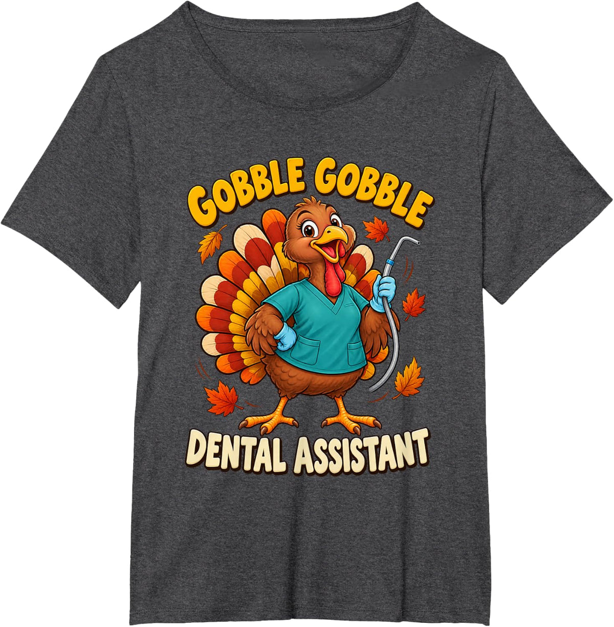 Thanksgiving Custodian Autumn Turkey Humor T-Shirt - Dark Heather Grey