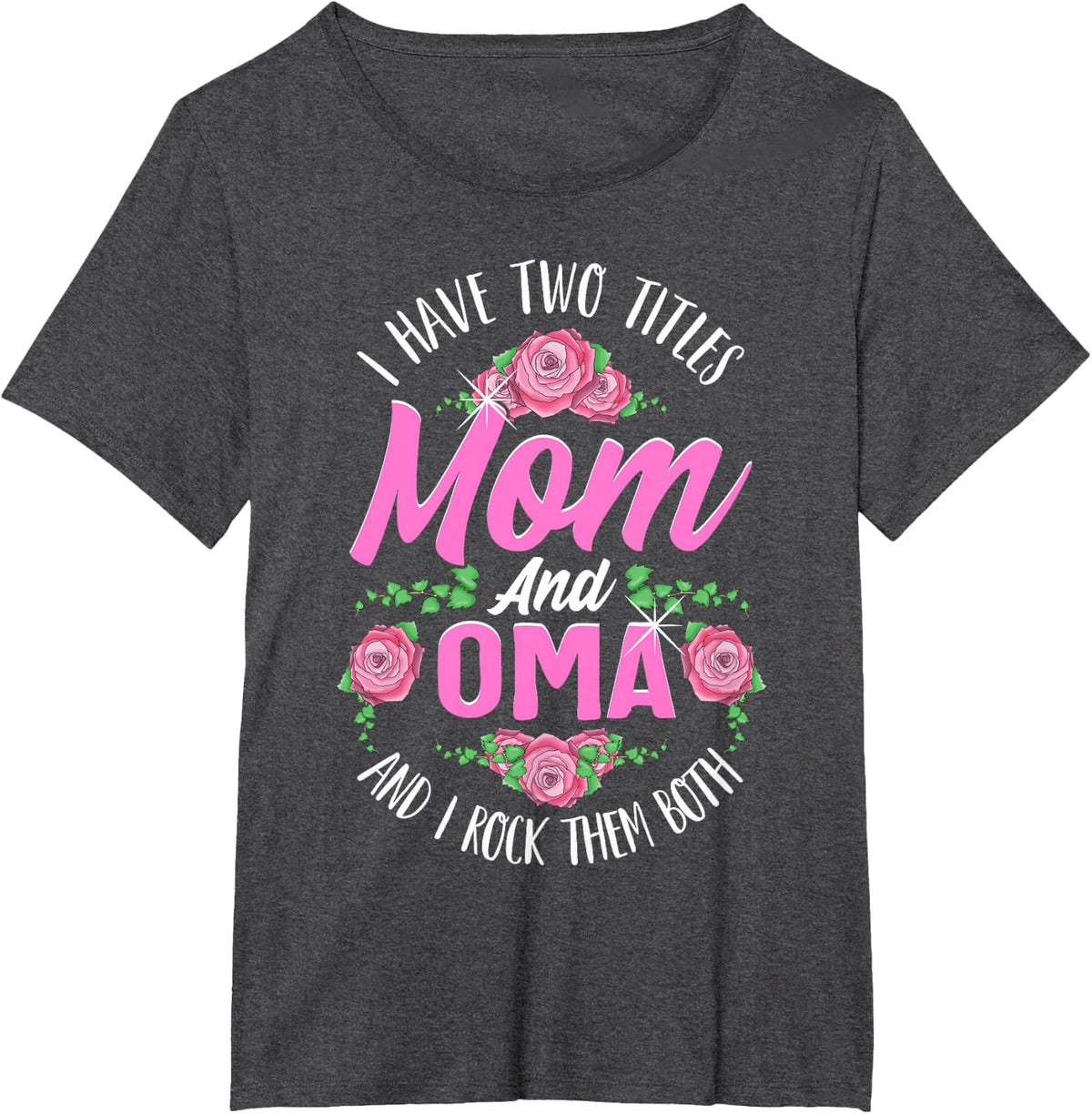 I Have Two Titles Mom And Oma Cute Mothers Day Gift T-Shirt Tee For Women - Dark Heather Grey