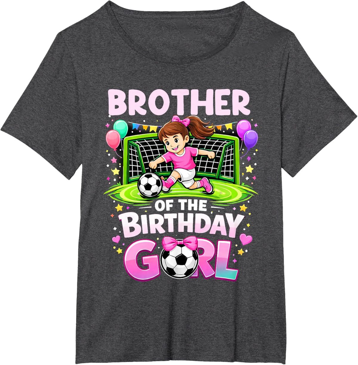 Brother of The Birthday Girl Soccer Brother T-Shirt - Dark Heather Grey