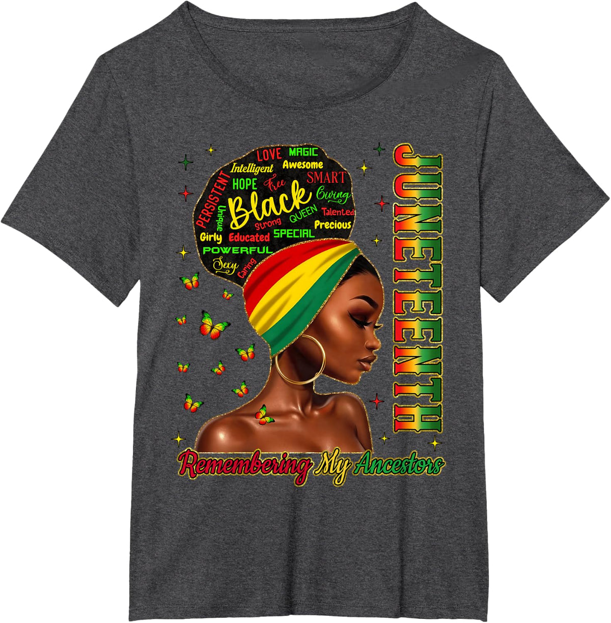 Juneteenth Remembering My Ancestors Black Women Freedom 1865 T-Shirt - Dark Heather Grey