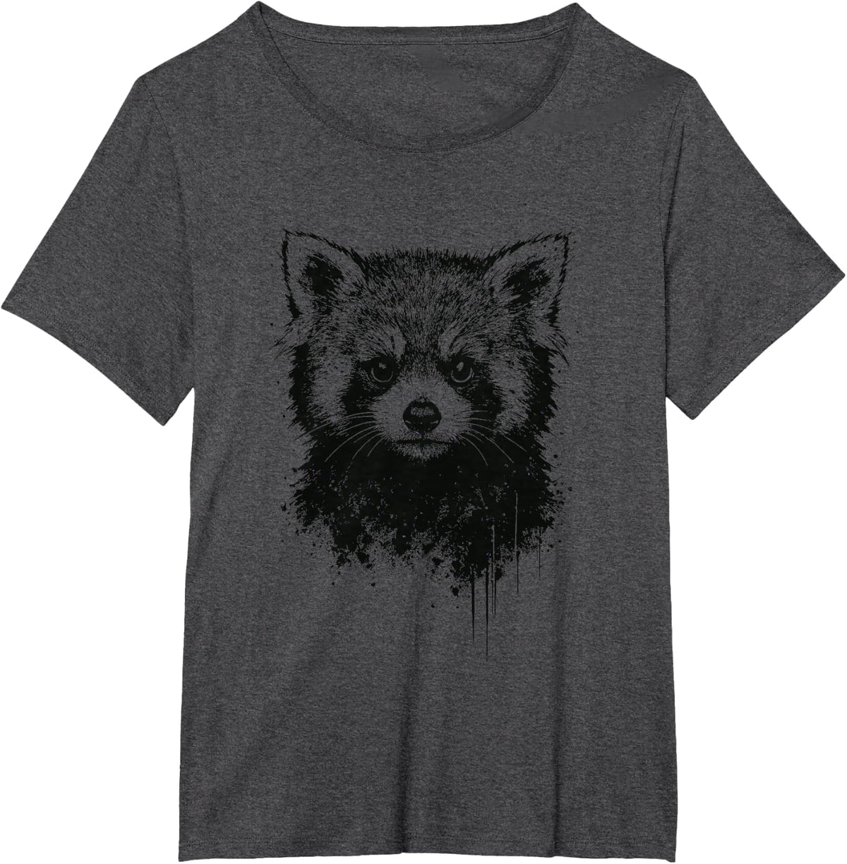 Red Panda Bear Ink Art Grunge Aesthetic Jungle Portrait T-Shirt - Dark Heather Grey