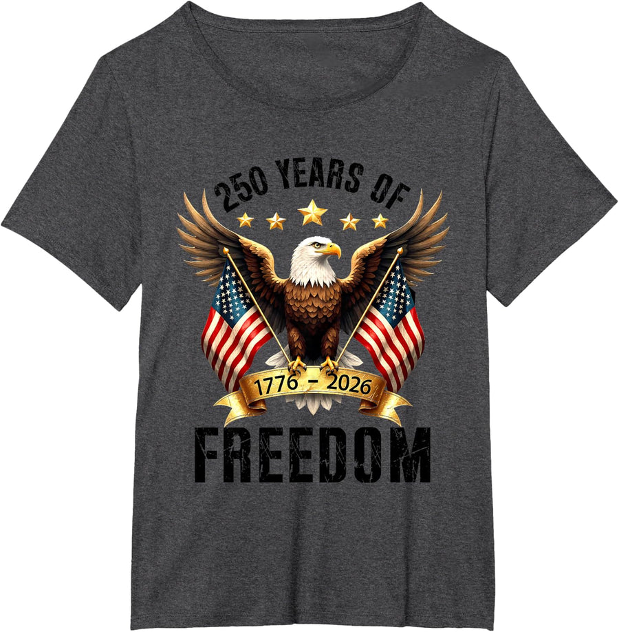 250th Anniversary American Flag Eagle 1776 2026 Patriotic T-Shirt - Dark Heather Grey