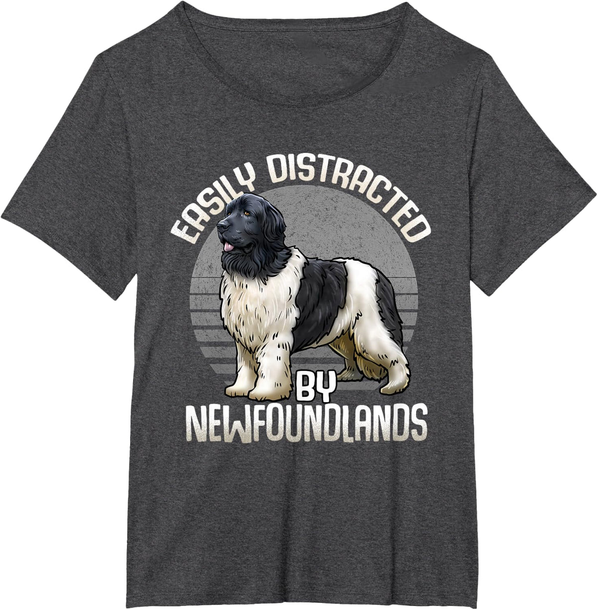 Easily Distracted By Newfoundlands - Newfie Dog Lover T-Shirt - Dark Heather Grey