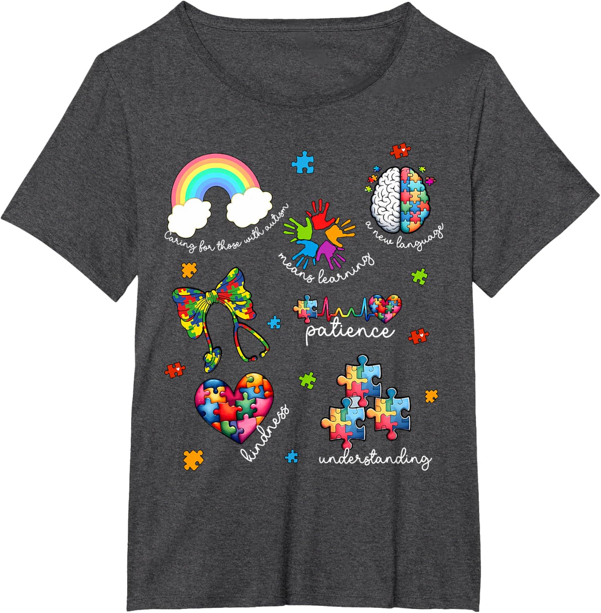 Nurse Autism Awareness Neurodiversity Medical Profession T-Shirt - Dark Heather Grey
