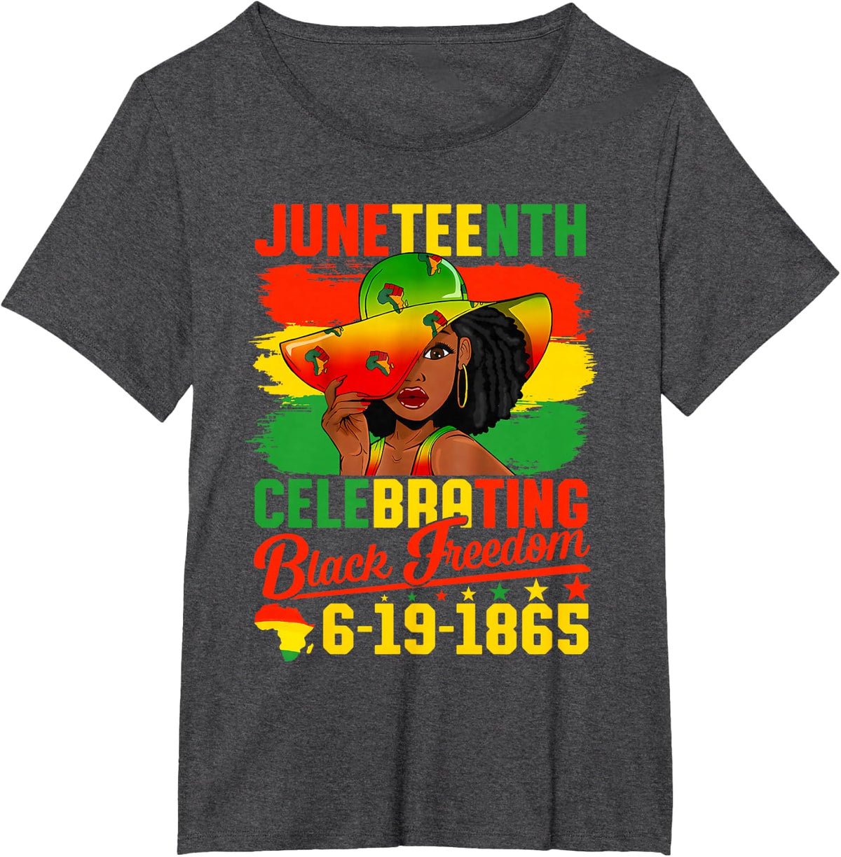 Juneteenth Celebrating Black Freedom African American Women T-Shirt - Dark Heather Grey