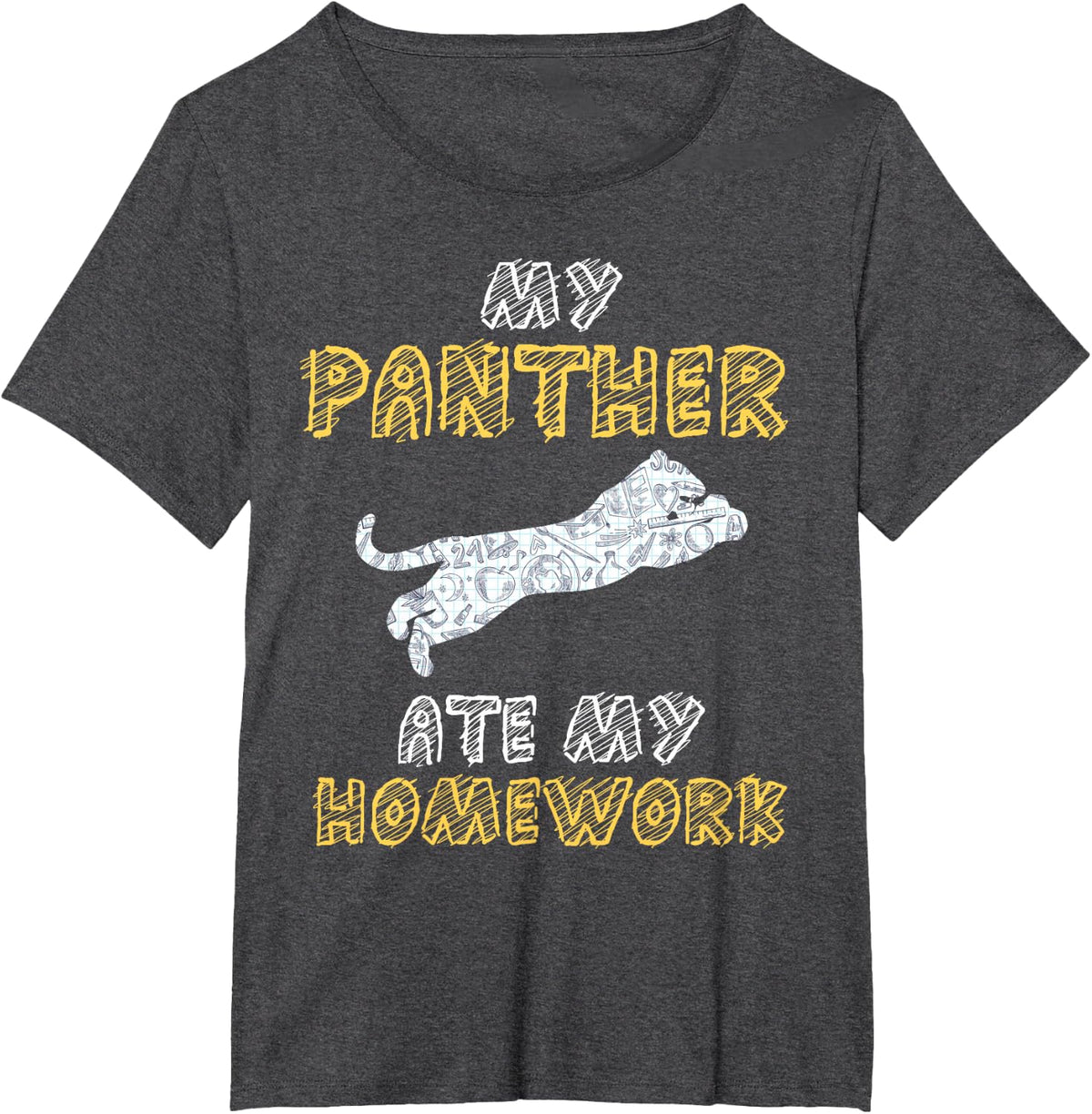 My Panther Ate My Homework Jaguar Animal Kid Back To School T-Shirt - Dark Heather Grey