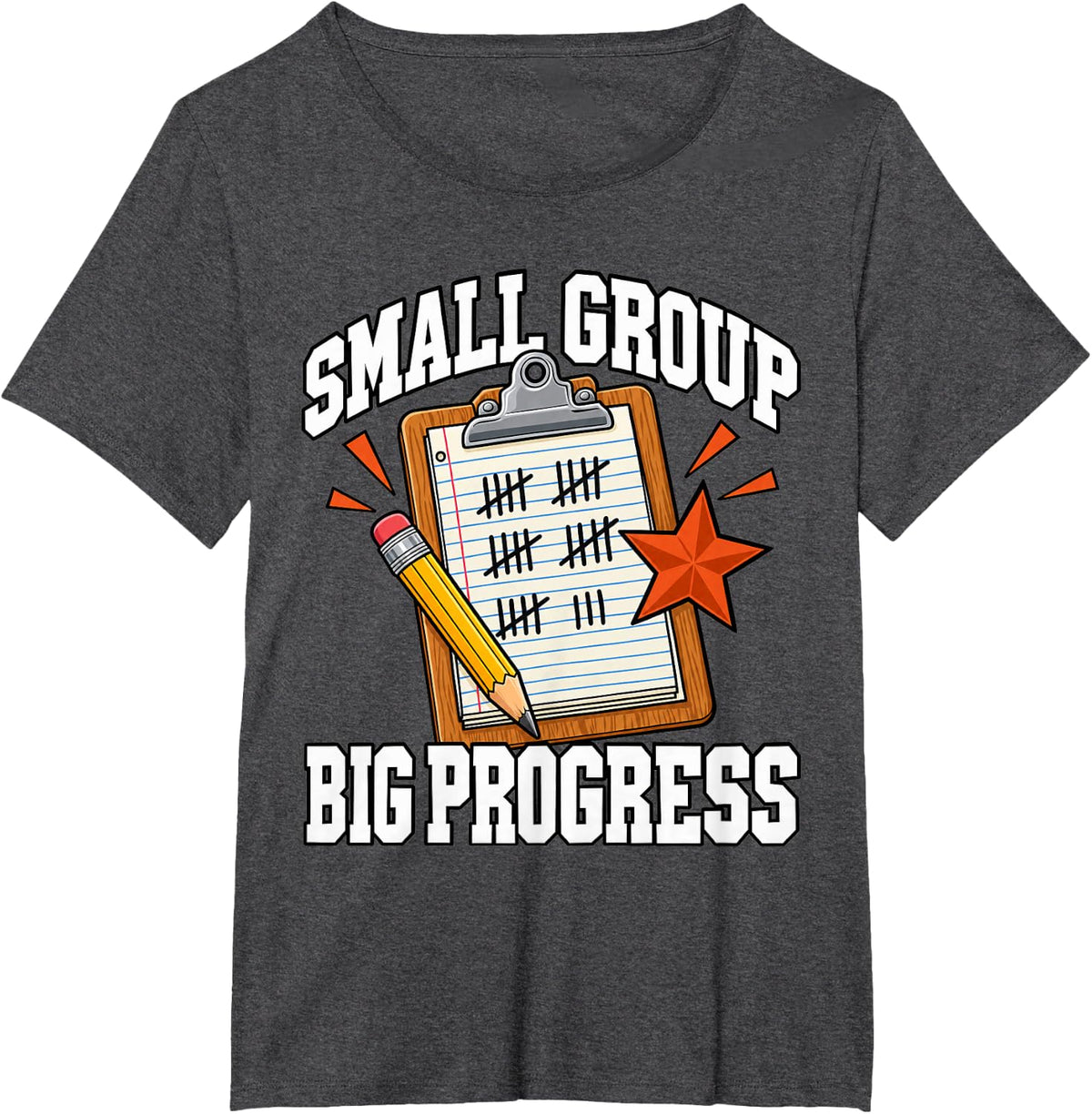 Paraeducator Small Group Big Progress Clipboard Aide Fans T-Shirt - Dark Heather Grey