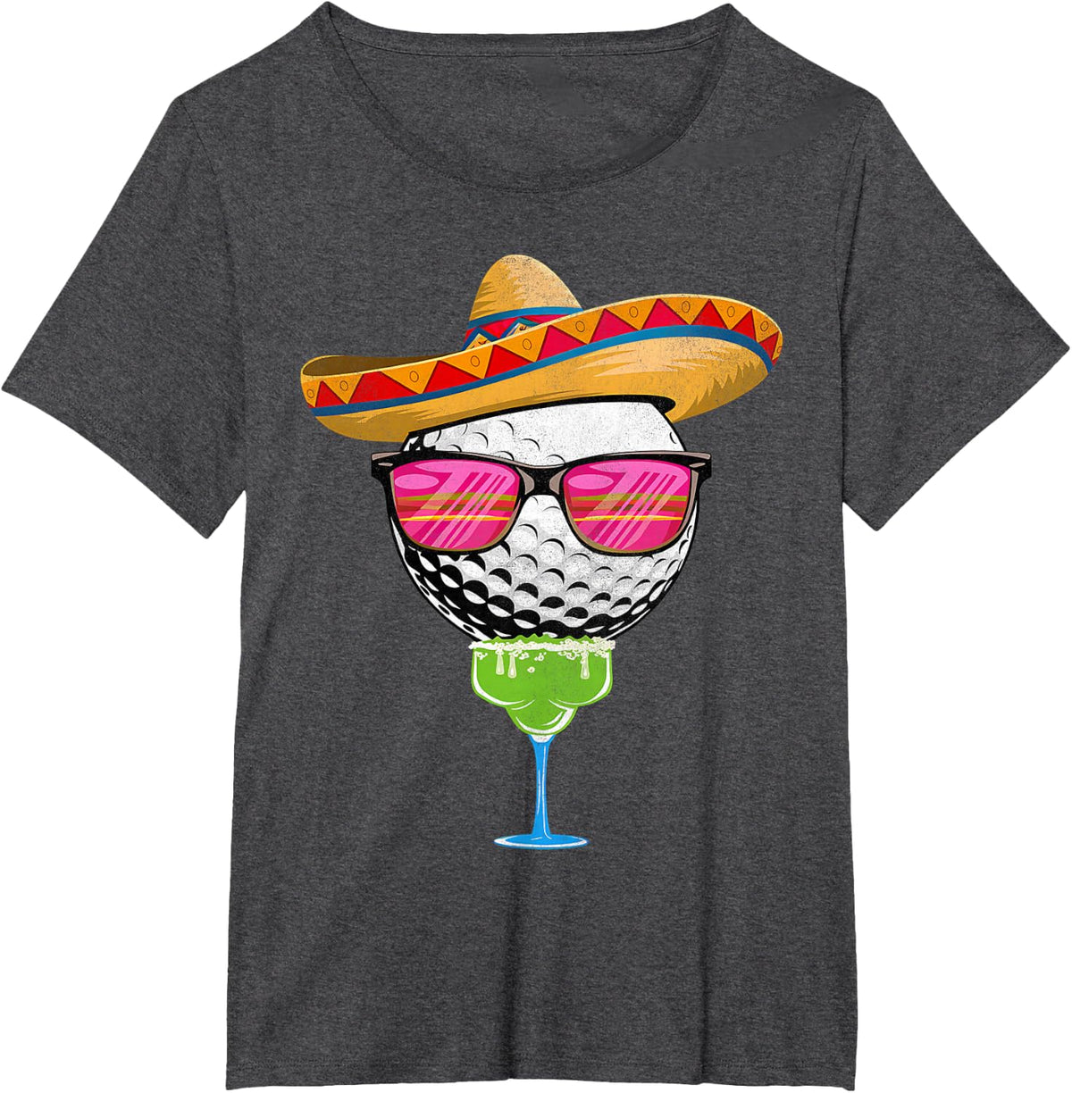 Cinco de Mayo Fietsa Golf Ball Sombrero Margarita Women T-Shirt - Dark Heather Grey