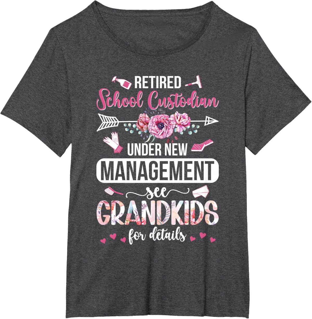 Retired School Custodian Funny Retirement School Custodian T-Shirt - Dark Heather Grey