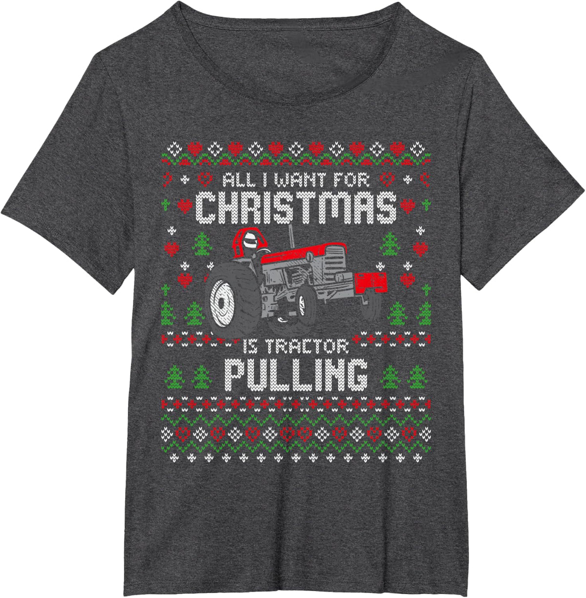 Tractor Pulling Tractorpulling Christmas Ugly Xmas Sweater T-Shirt - Dark Heather Grey