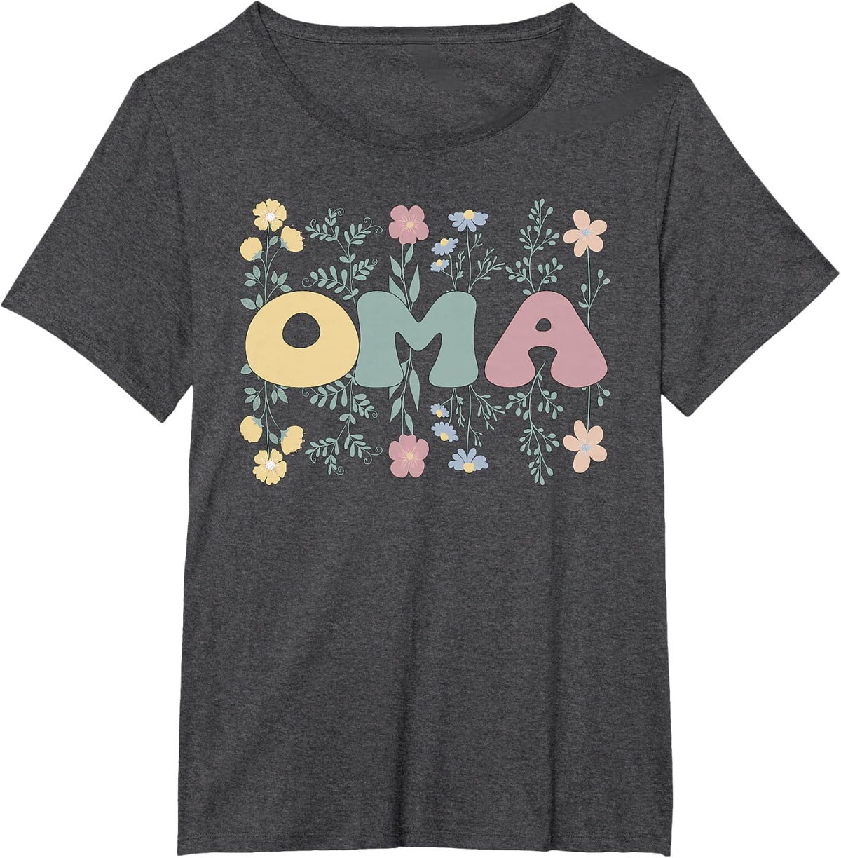 Groovy Oma Grandmother Flowers Oma Grandma T-Shirt - Dark Heather Grey