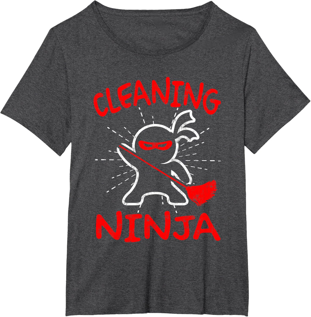 Cleaning Ninja Janitorial Service Profession Janitorial T-Shirt - Dark Heather Grey
