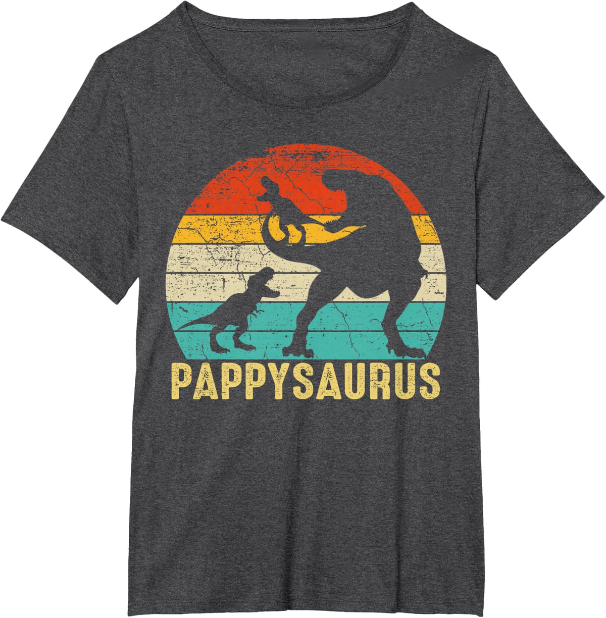 Pappysaurus Rex Pappy Dinosaur 2 Kids Fathers Day,christmas T-Shirt - Dark Heather Grey