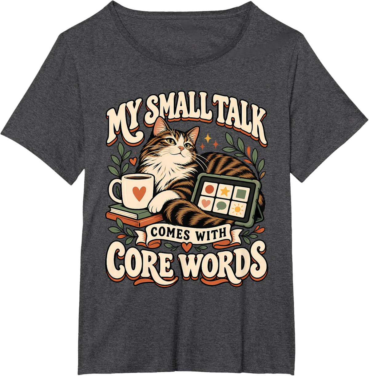 SLP Augmentative and Alternative Communication Cat T-Shirt - Dark Heather Grey