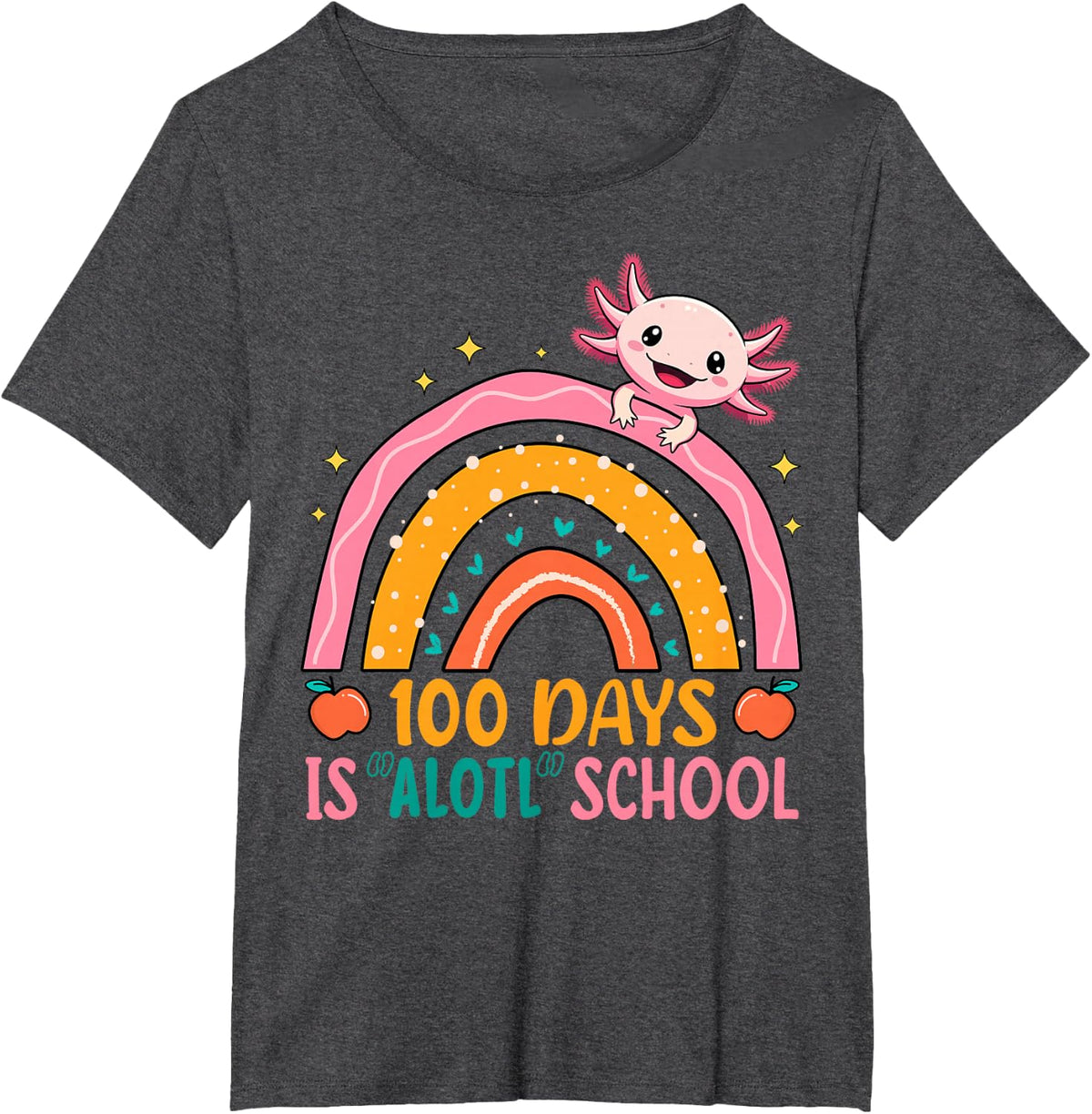 100 Days Is Alotl School Axolotl 100th Day of School Axolotl T-Shirt - Dark Heather Grey