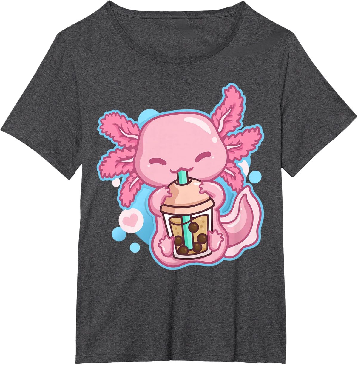 Boba Tea Bubble Tea Milk Tea Anime Axolotl T-Shirt Small - Dark Heather Grey