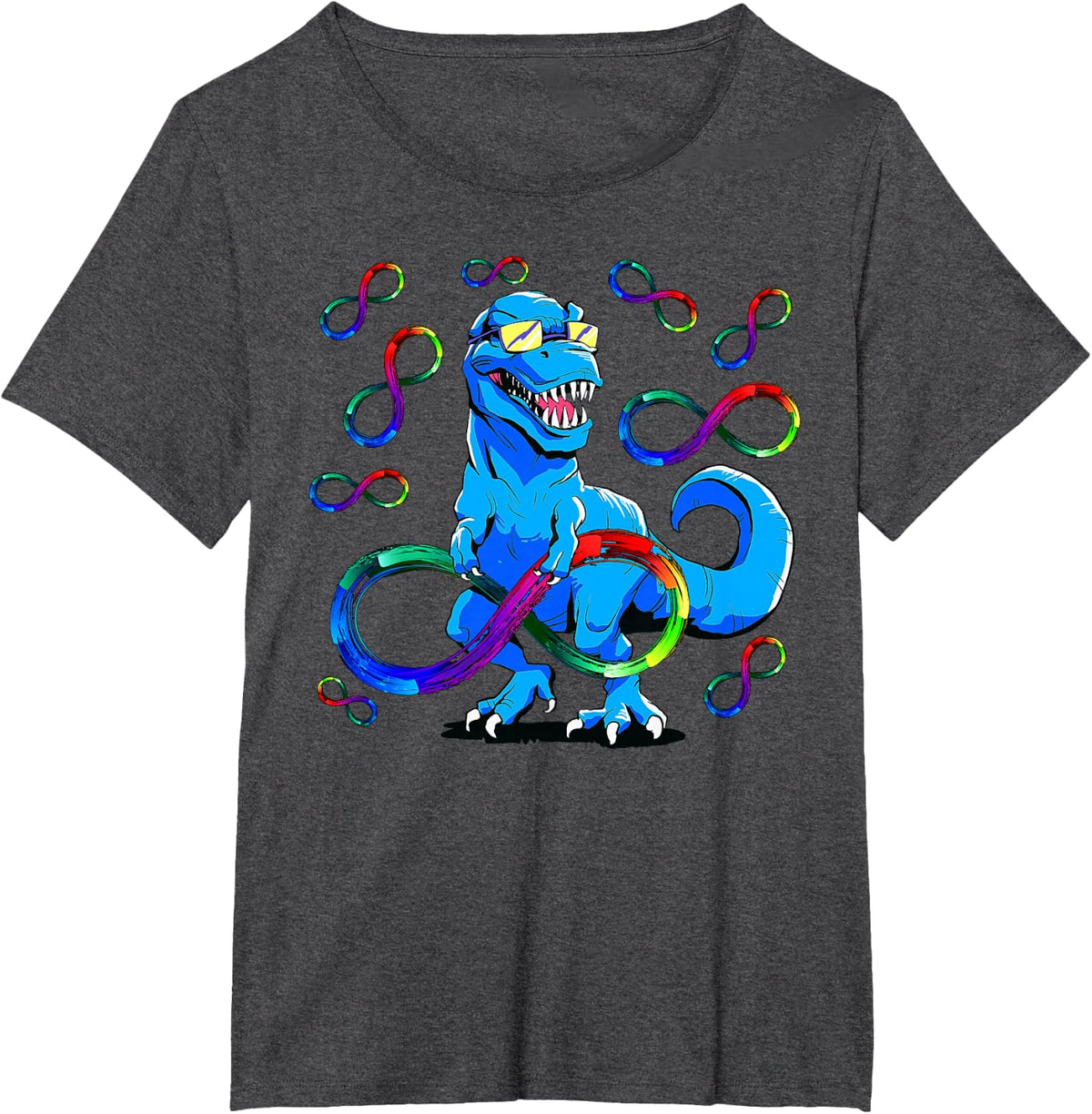 Autism Infinity Autism TRex Autism Dinosaur T-Shirt - Dark Heather Grey