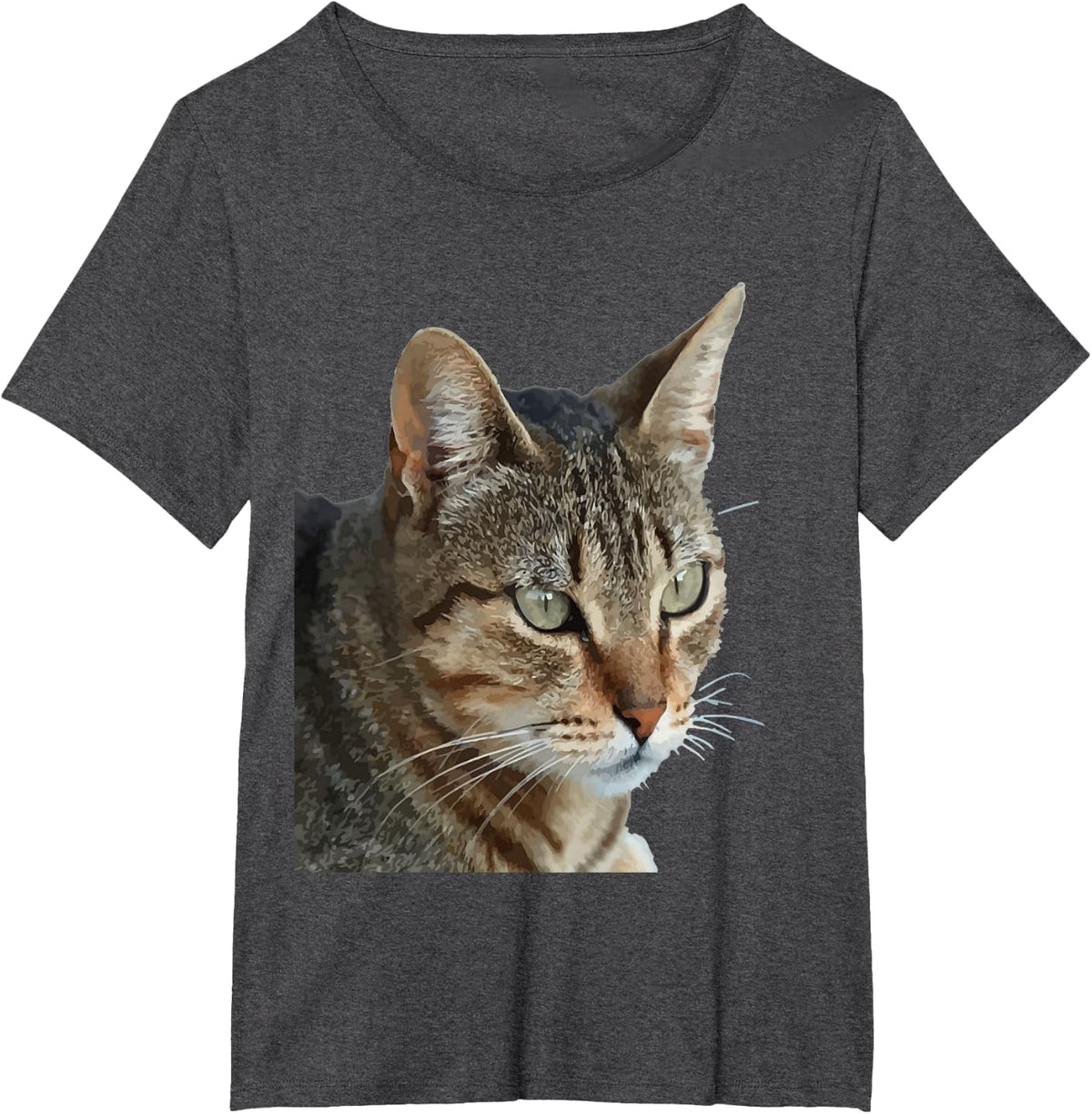 Stunning Tabby Cat Close Up Portrait Vector T-Shirt - Dark Heather Grey