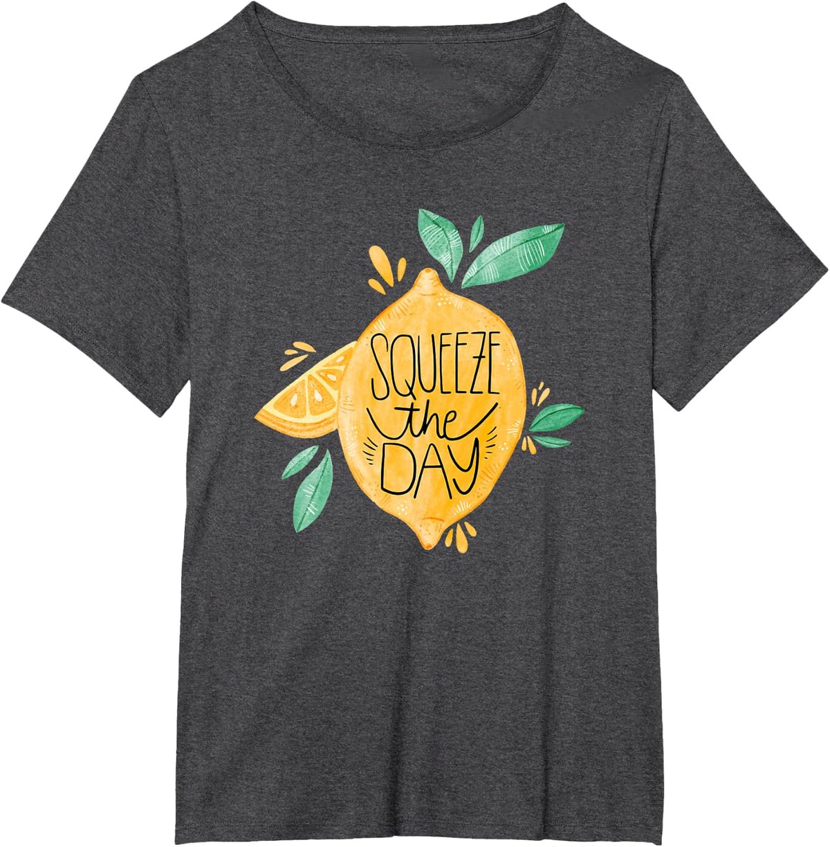 Squeeze The Day - Lemon Fruit Art Design - Seize The Day T-Shirt - Dark Heather Grey
