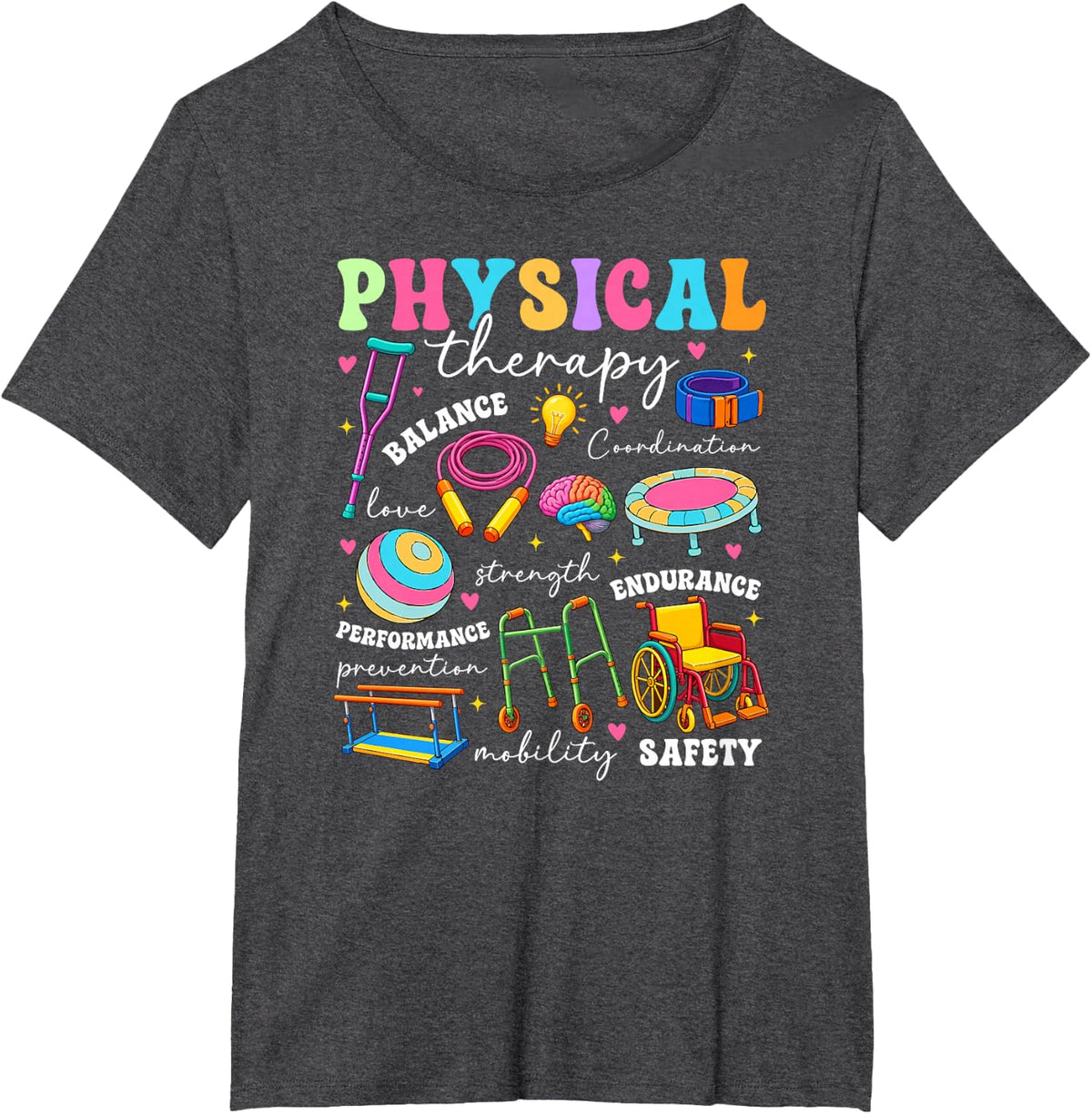 Groovy Physical Therapy Month Physical Therapist PT T-Shirt - Dark Heather Grey