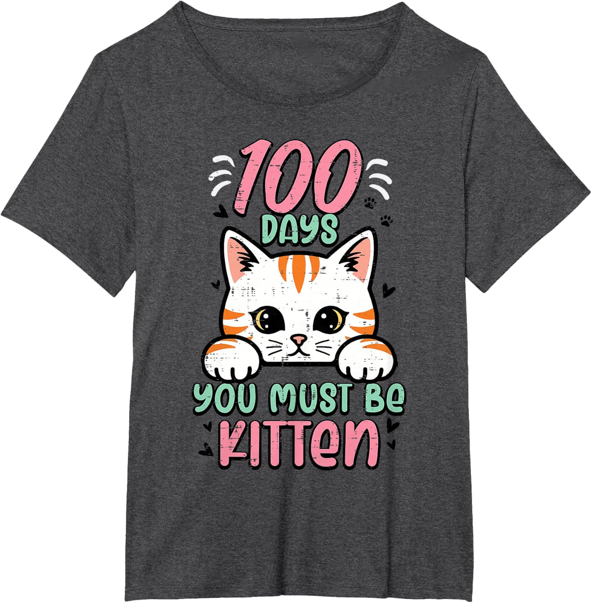 100 Days You Must Be Kitten Cute 100th Day of School Kids T-Shirt - Dark Heather Grey