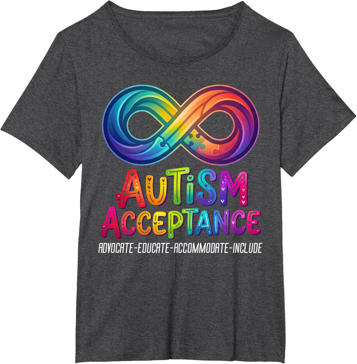 Autism Awareness Acceptance Infinity Symbol Tees T Shirts Men Women - Dark Heather Grey