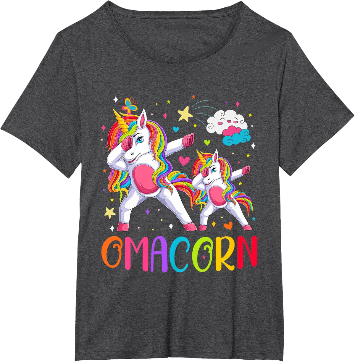 Cute Omacorn Dabbing Unicorn Gifts For Mother's Day Women T-Shirt - Dark Heather Grey