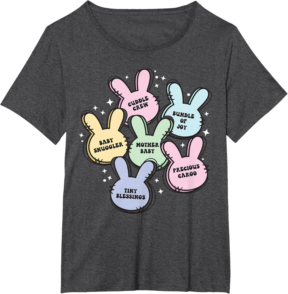 Mother Baby Nurse Easter Bunny Postpartum Nurse OBGYN Spring T-Shirt - Dark Heather Grey