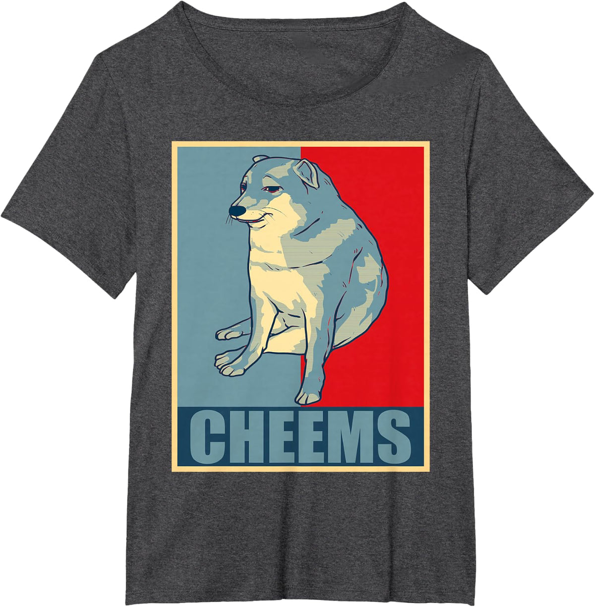 Cheems For President Hope Poster T-Shirt - Dark Heather Grey
