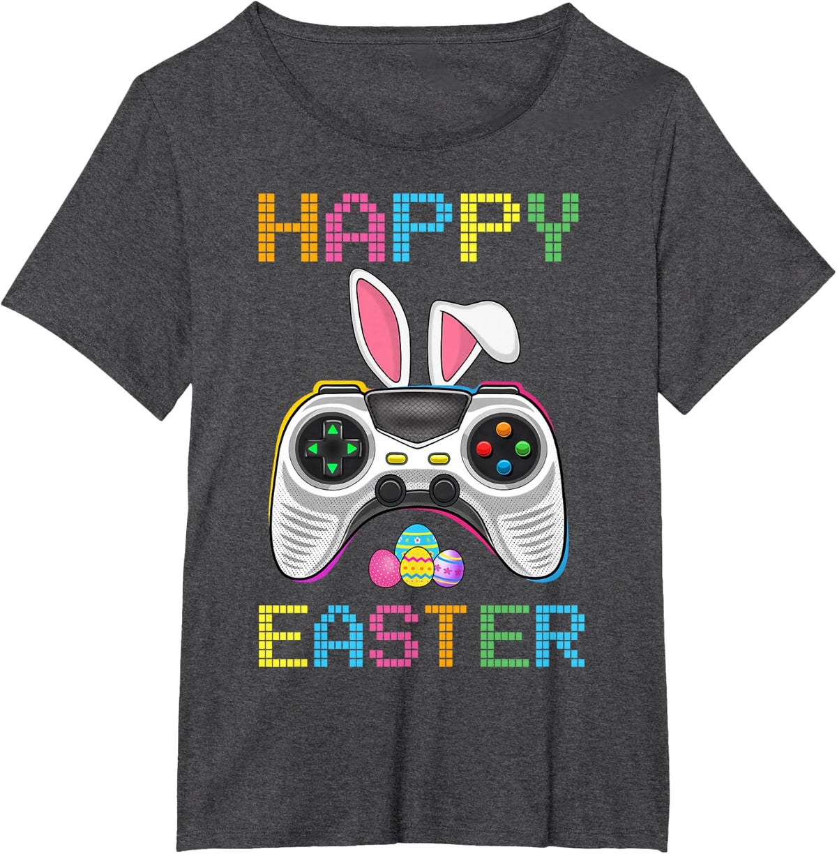 Video Game Easter Bunny Gaming Controller Gamer Boys Girls T-Shirt - Dark Heather Grey
