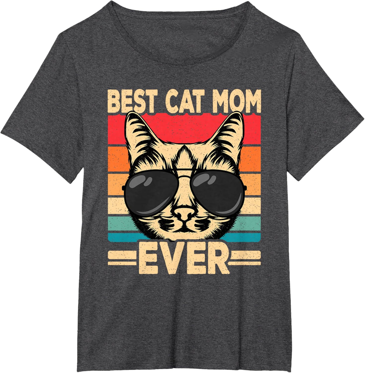 Best Cat Mom Ever Funny Retro Women T-Shirt - Dark Heather Grey