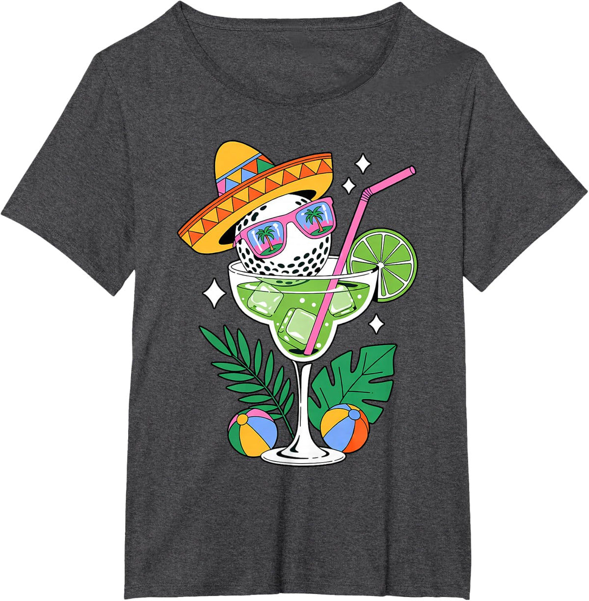 Golf Margarita Sombrero Tropical Funny Cinco De Mayo T-Shirt - Dark Heather Grey