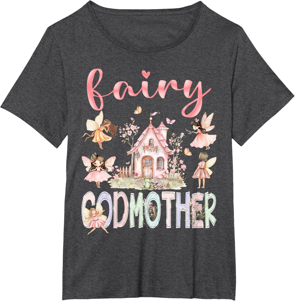 Fairy Godmother Magical Floral Funny Birthday Girl Fairytale T-Shirt - Dark Heather Grey