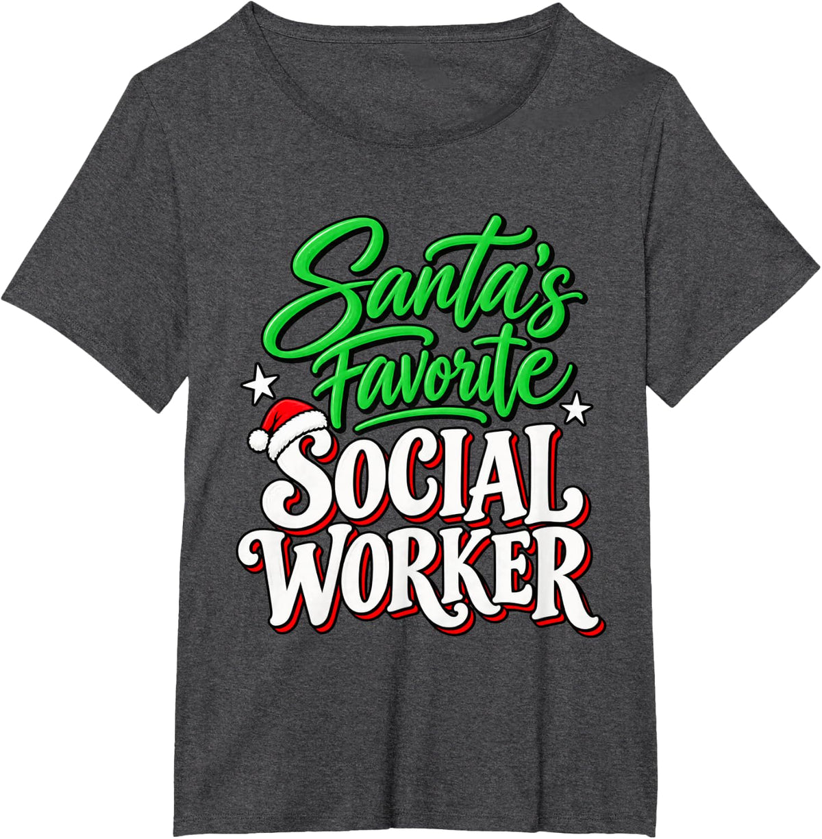 Santa's Favorite Social Worker Christmas Social Work Humor T-Shirt - Dark Heather Grey