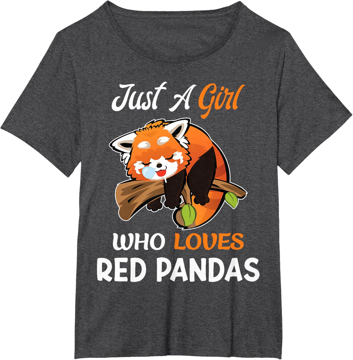 Just A Girl Who Loves Red Pandas Funny Red Panda Sleeping T-Shirt - Dark Heather Grey