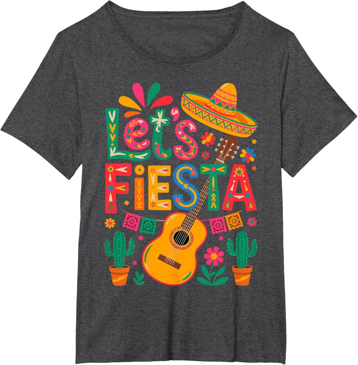 Funny Mexican Shirt Let's Fiesta Cinco De Mayo Tee T-Shirt for Men and Women - Dark Heather Grey
