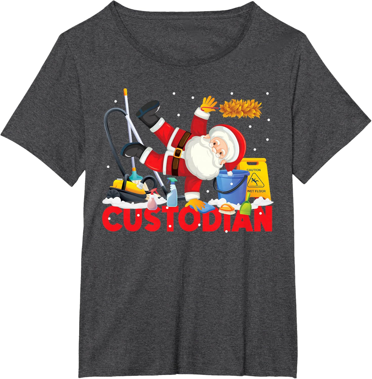 School Custodian Christmas Tees And T Shirts For Men Women Janitor Appreciation Gift - Dark Heather Grey
