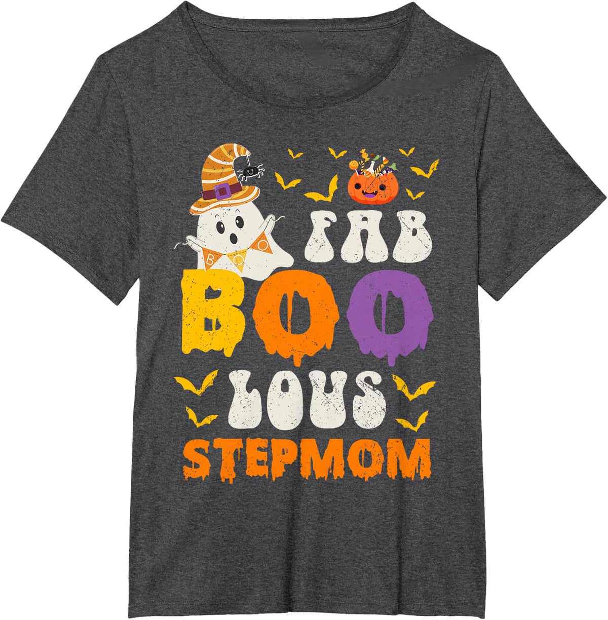 Faboolous Stepmom Halloween Ghost Fun Step Mom T-Shirt - Dark Heather Grey