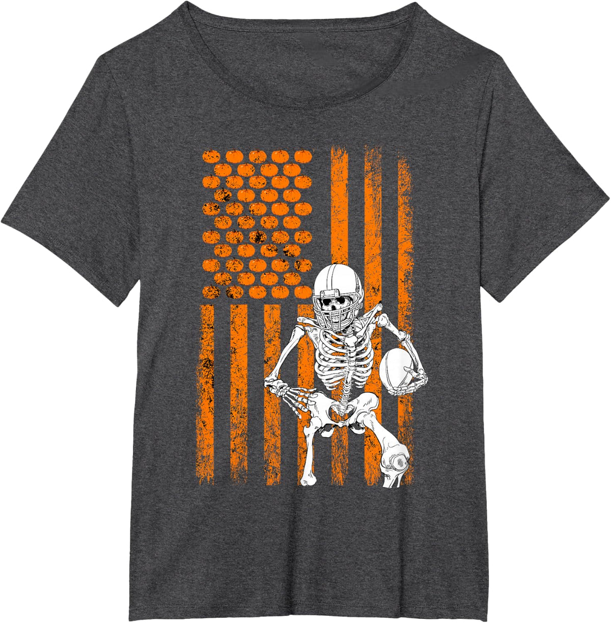 Football Player Fan Gift Skeleton Halloween Shirt Men Boys T-Shirt - Dark Heather Grey