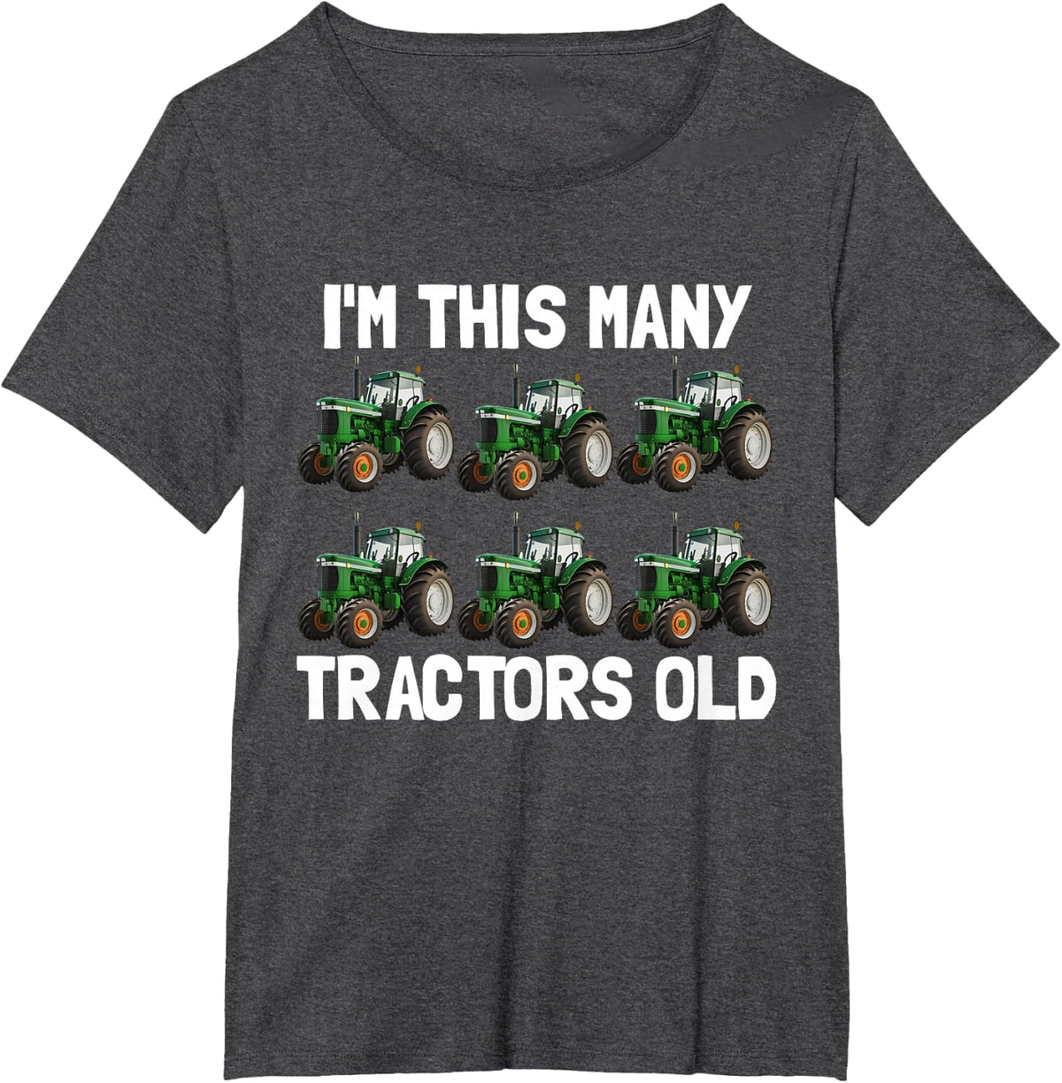 I'm This Many Tractors Old 6 Years Old Boys 6th Birthday Tee T-Shirt - Dark Heather Grey