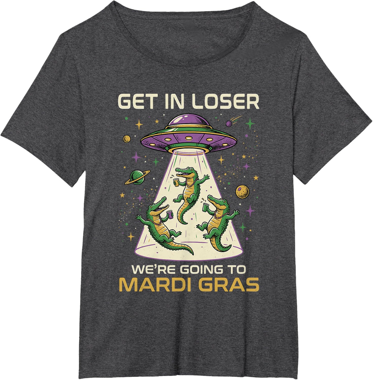 Abduction UFO Get in Loser T-Shirt - Dark Heather Grey