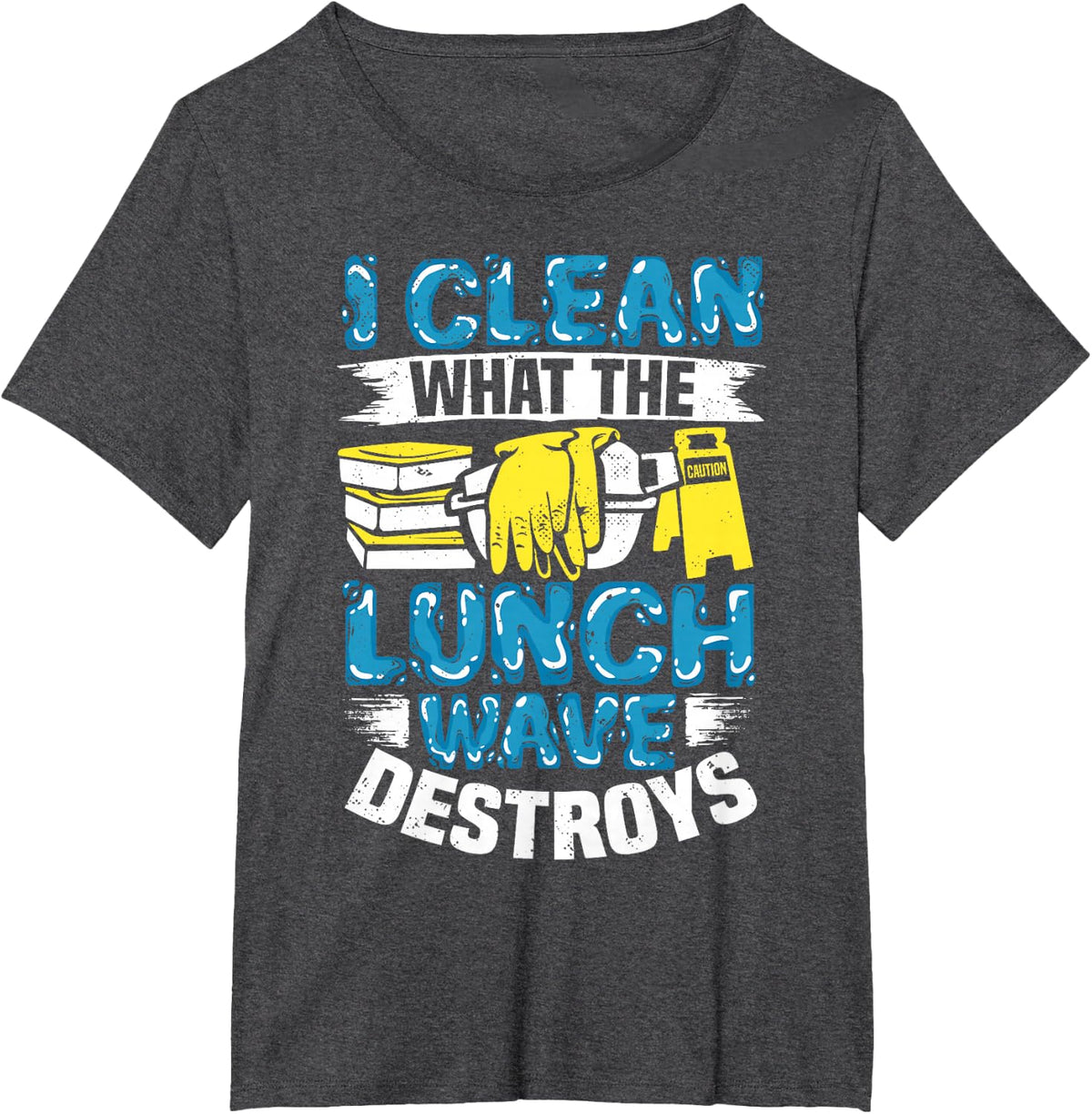 School Custodian Lunch Wave Mess Janitor Custodial Staff T-Shirt - Dark Heather Grey