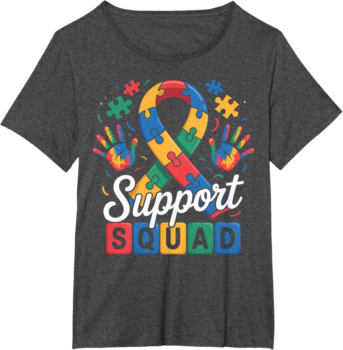Autism Awareness Autism Support Squad Family T-Shirt - Dark Heather Grey