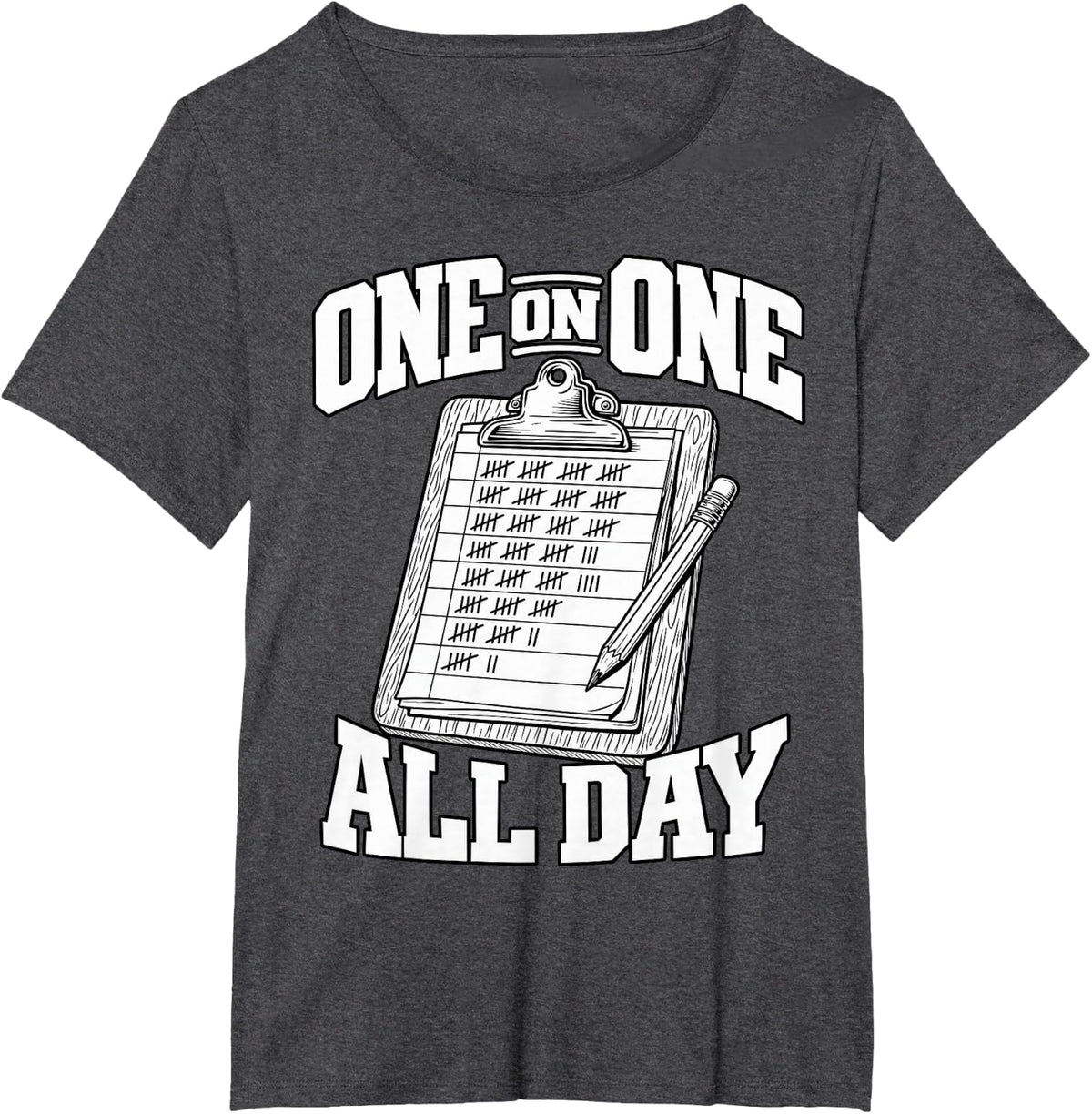 Paraeducator One On One All Day Clipboard SPED Pencil Fans T-Shirt - Dark Heather Grey